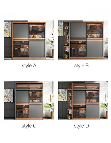 Ueda Double Sliding Door Wardrobe With Lights, Wood