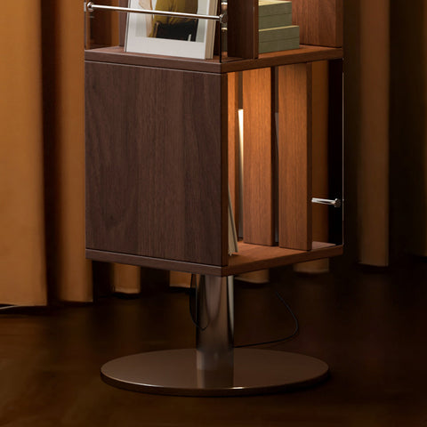 Anastasov Rotating Bookshelf, Corner Bookshelf, Solid Wood, With Light