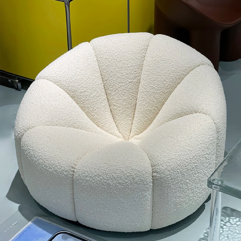 Grace Pumpkin Armchair, White Boucle