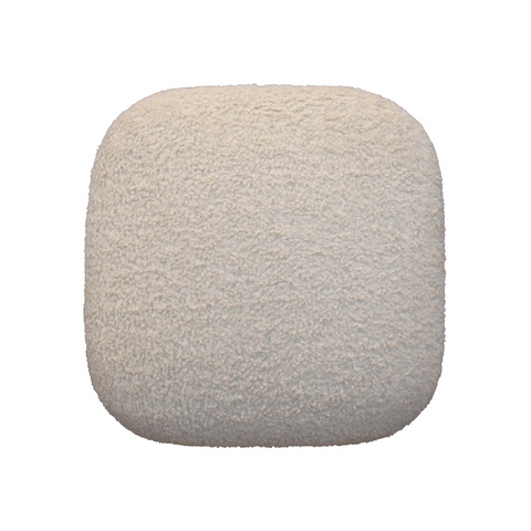 Artisan Furniture Solid Mango Wood Boucle Cream Square Footstool