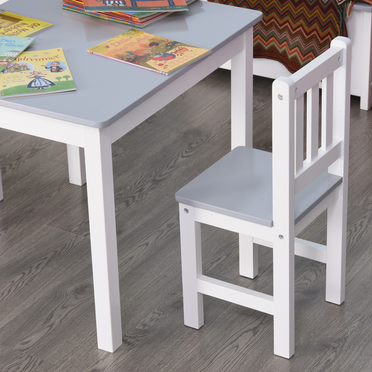 Kids Table and 2 Chairs Set 3 Pieces Toddler Multi-usage Desk Indoor HOMCOM