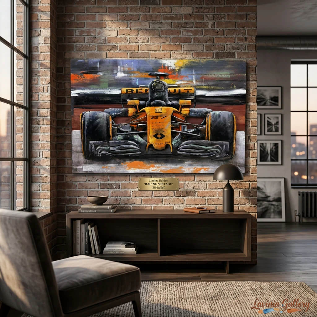 Handcrafted Race Car 3D Metal Wall Art for Home & Office Decor
