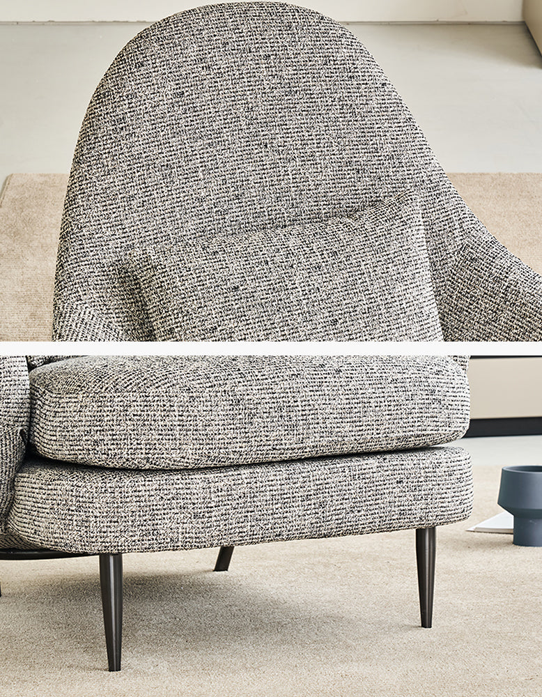 Diakite Armchair With Footstool, Linen & Leather