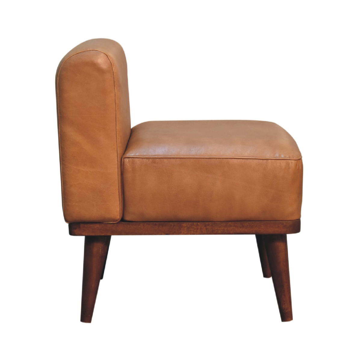Artisan Furniture Solid Mango Wood Tan Buffalo Backrest Footstool