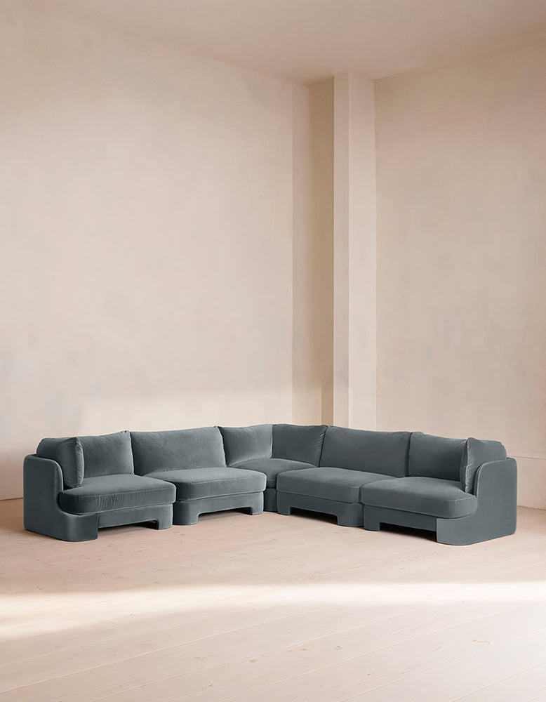 Laird L Shape Four Seater Sofa, Modular Corner Sofa, Velvet