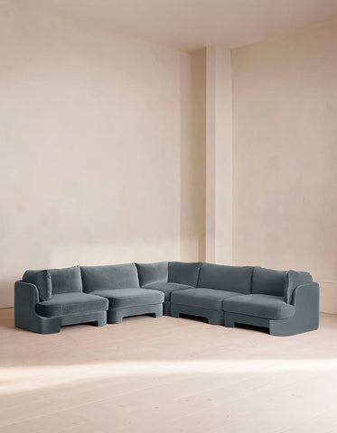 Laird L Shape Four Seater Sofa, Modular Corner Sofa, Velvet