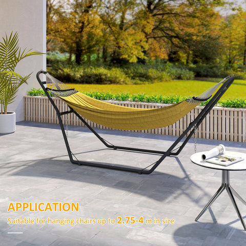 Outsunny 9ft Hammock Stand Adjustable Hammock Frame with Non-Slip Feet for Indoor Outdoor, 150 kg Capacity, Black