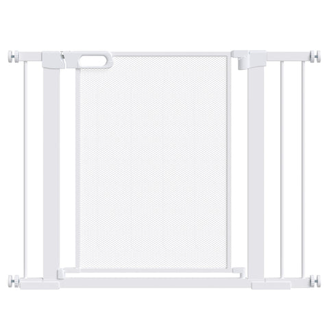 PawHut Pet Safety Gate, for Doorways, Staircases, Hallways, with Extensions Kit, 75-103cm - White