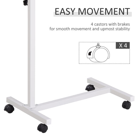 HOMCOM Height Adjustable Over Bed Table with Wheels, C Shaped Laptop Desk, Portable Hospital Bed Table for Living Room, Bedroom, Brown