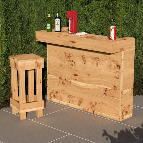 L-Shape Rustic Wooden Garden Bar