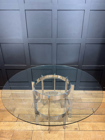 1970s Round Glass Top Chrome Dining Table By Richard Young Merrow Associates