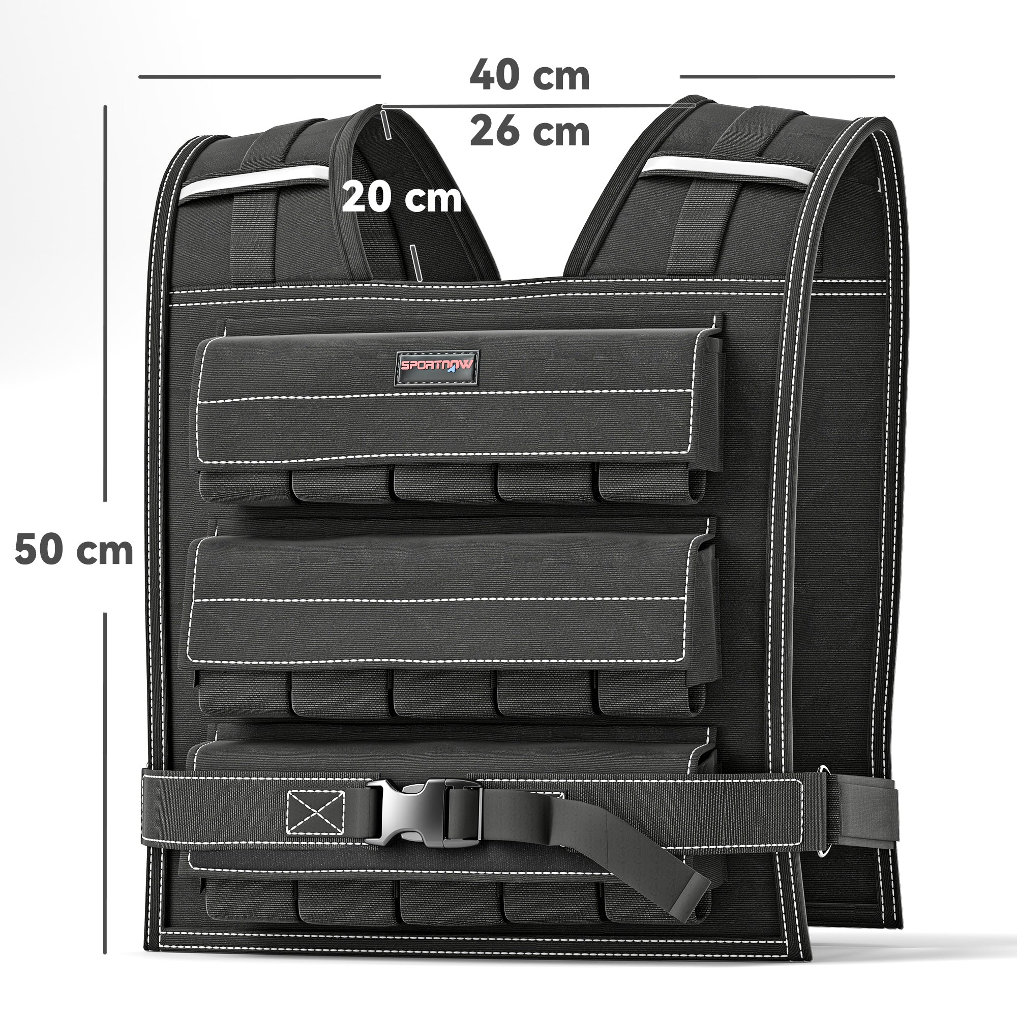 SPORTNOW 20KG Adjustable Weighted Vest, Running Weight Vest, with 30 Metal Weights, Reflective Strips, for Running, Exercise