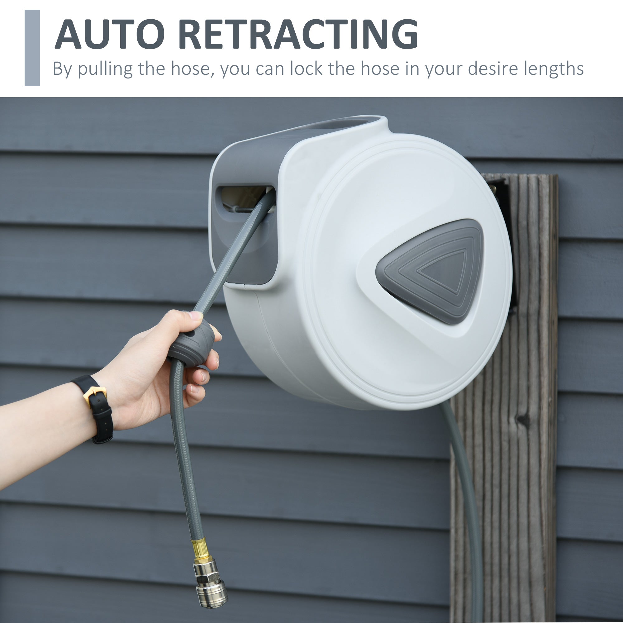 DURHAND Retractable Air Hose Reel 15m+ 140cm Hose Diameter 3/ 8" 9.5mm, Hose Connector 1/ 4" BSP, Wall Mount Auto Rewind Hose- Reel