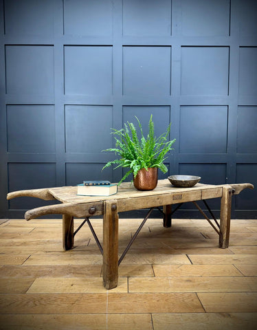 Victorian Pine Funeral Bier / Body Stretcher – Antique Rustic Coffee Table