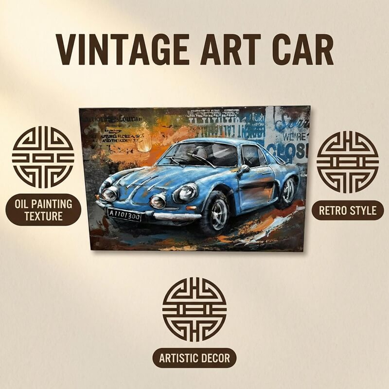 Handcrafted Sports Car 3D Metal Wall Art for Home & Office Decor
