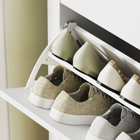 HOMCOM Modern Two-Drawer Shoe Cabinet - White