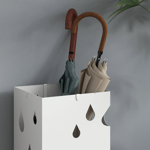 HOMCOM Six-Umbrella Steel Holder Stand - White
