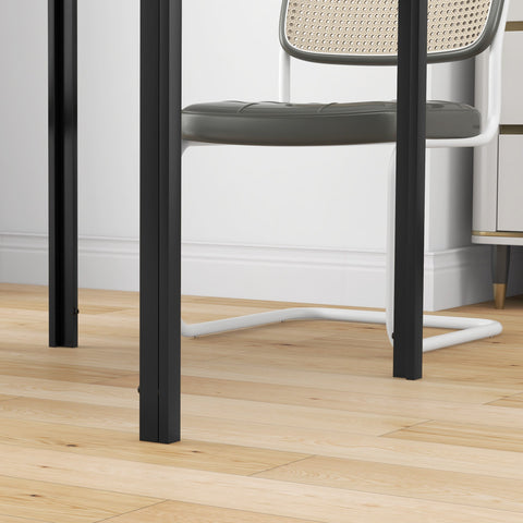 HOMCOM Modern Square Dining Table for 2-4 People, with Glass Top & Metal Legs, Black