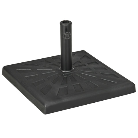 Outsunny 19kg Resin Garden Parasol Base Holder, Square Outdoor Market Umbrella Stand Weight for Poles of \'ce\'a632mm, \'ce\'a638mm, and \'ce\'a648mm, Black