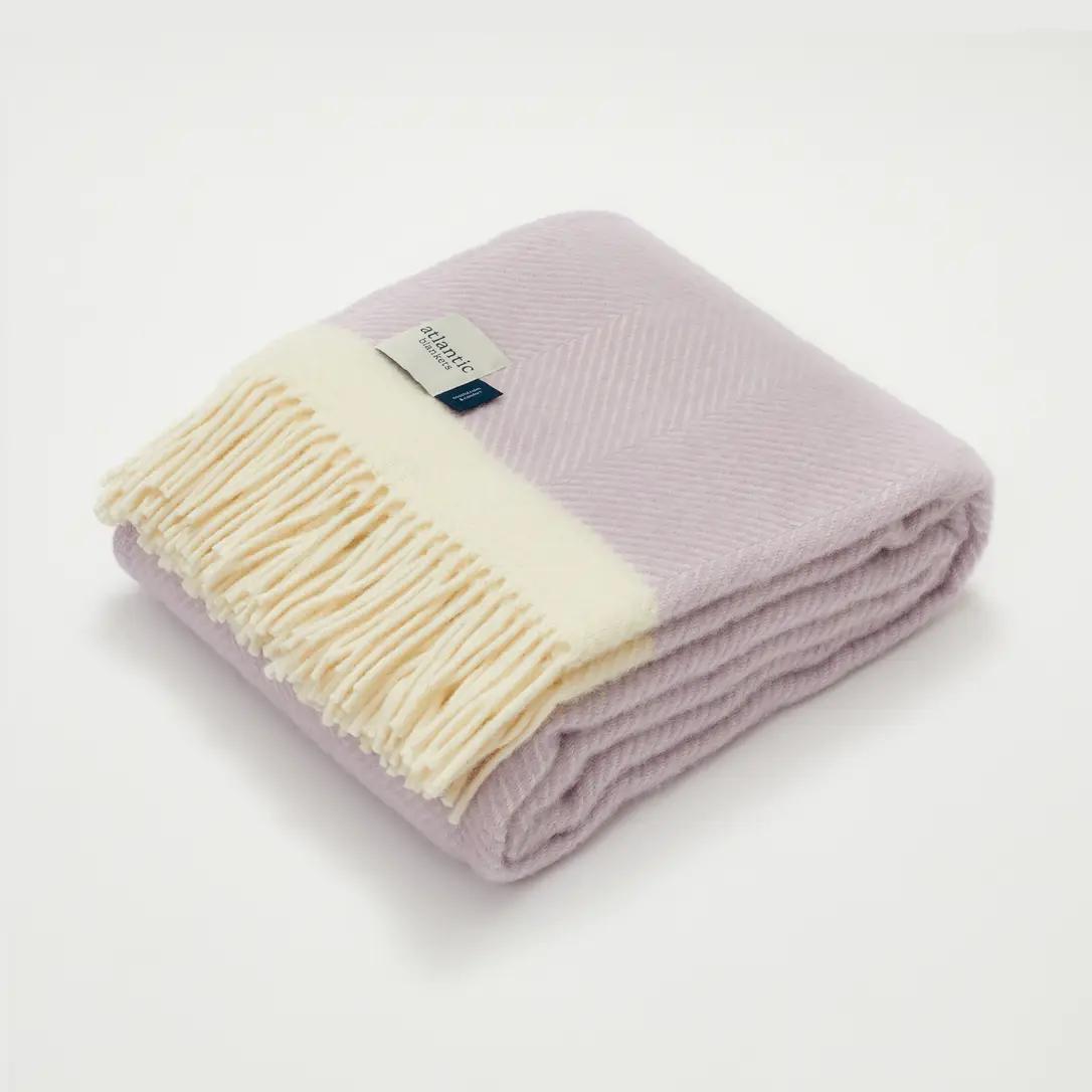 Herringbone Wool Blanket Lilac