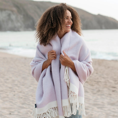 Herringbone Wool Blanket Lilac