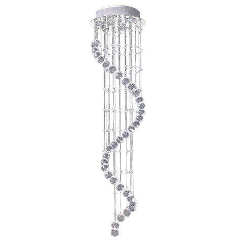 HOMCOM Modern Crystal Chandelier Ceiling Light Pendant Lamp Chrome Finish Glass Droplets New, Ф30 x 120cm
