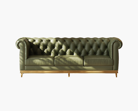 Abbado Chesterfield Three Seater Sofa, Real Leather