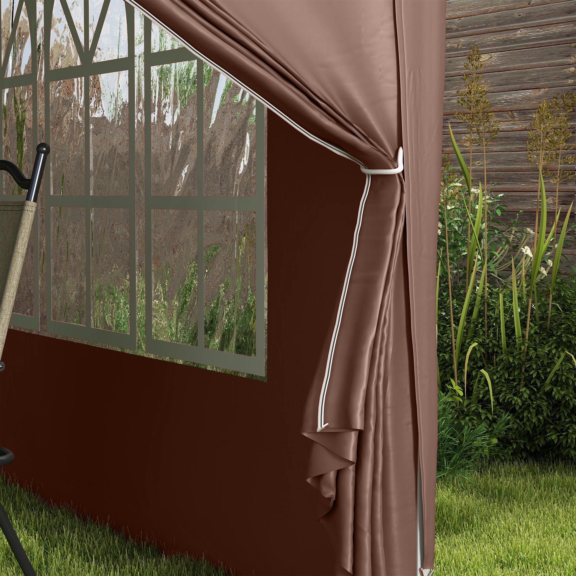 Outsunny 3 x 3 m Pop Up Gazebo, Wedding Party Canopy Tent Marquee with Carry Bag and Windows, Coffee