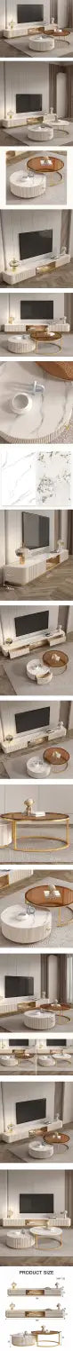 beige anastasia tv stand with vertical ribbed sides and central open shelf made of durable sintered stone