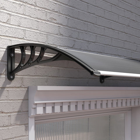 Outsunny Door Canopy Awning Outdoor Window Rain Shelter Cover for Front/Back Door Porch Black 196 x 75cm