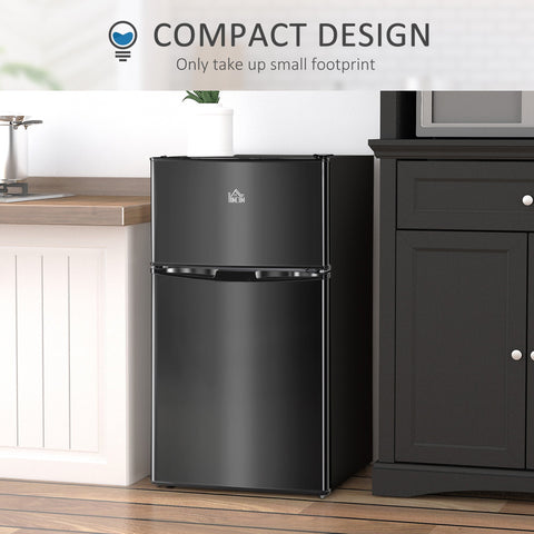 HOMCOM 88L Under Counter Fridge Freezer, Small Refrigerator with 5-Setting, 3 Star Freezer Rating, Black