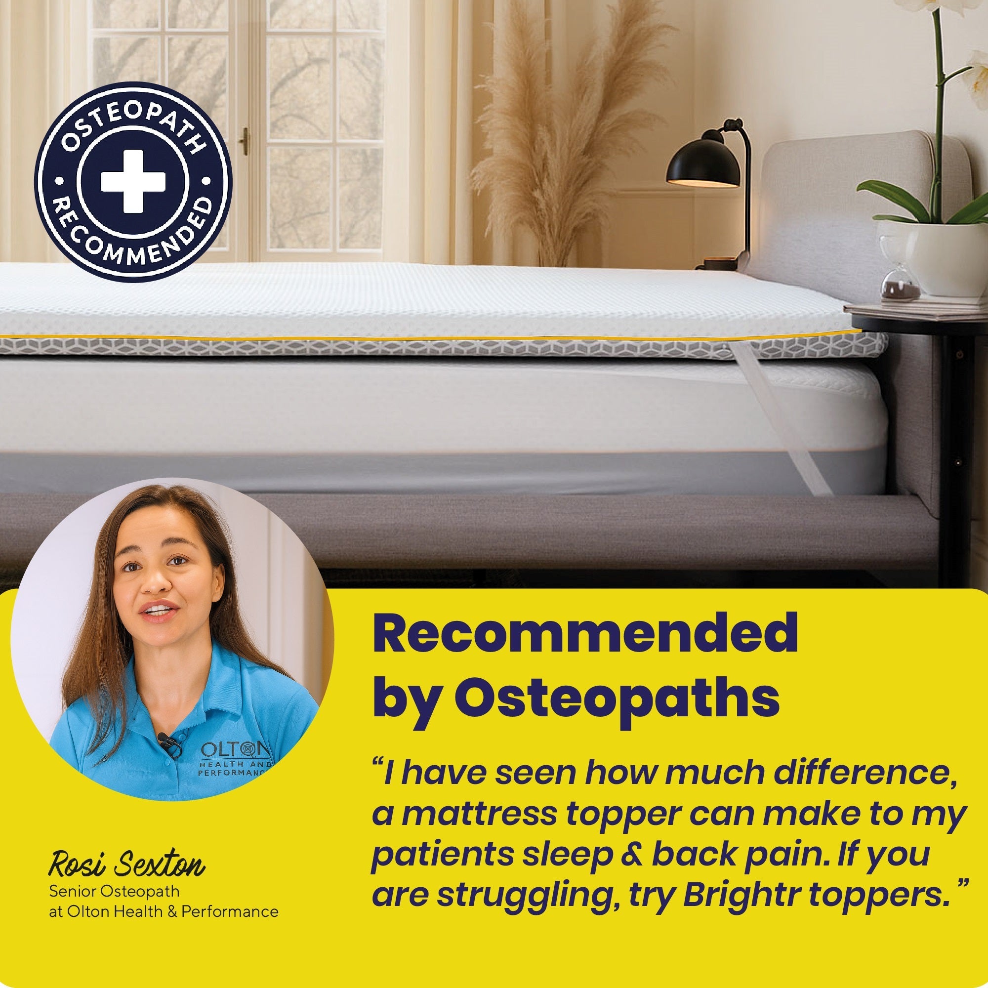 Brightr® Aurora Deluxe Memory Foam Mattress Topper | Medium & Medium Firm | 8 cm Reversible | Luxury Pressure Relief & Support