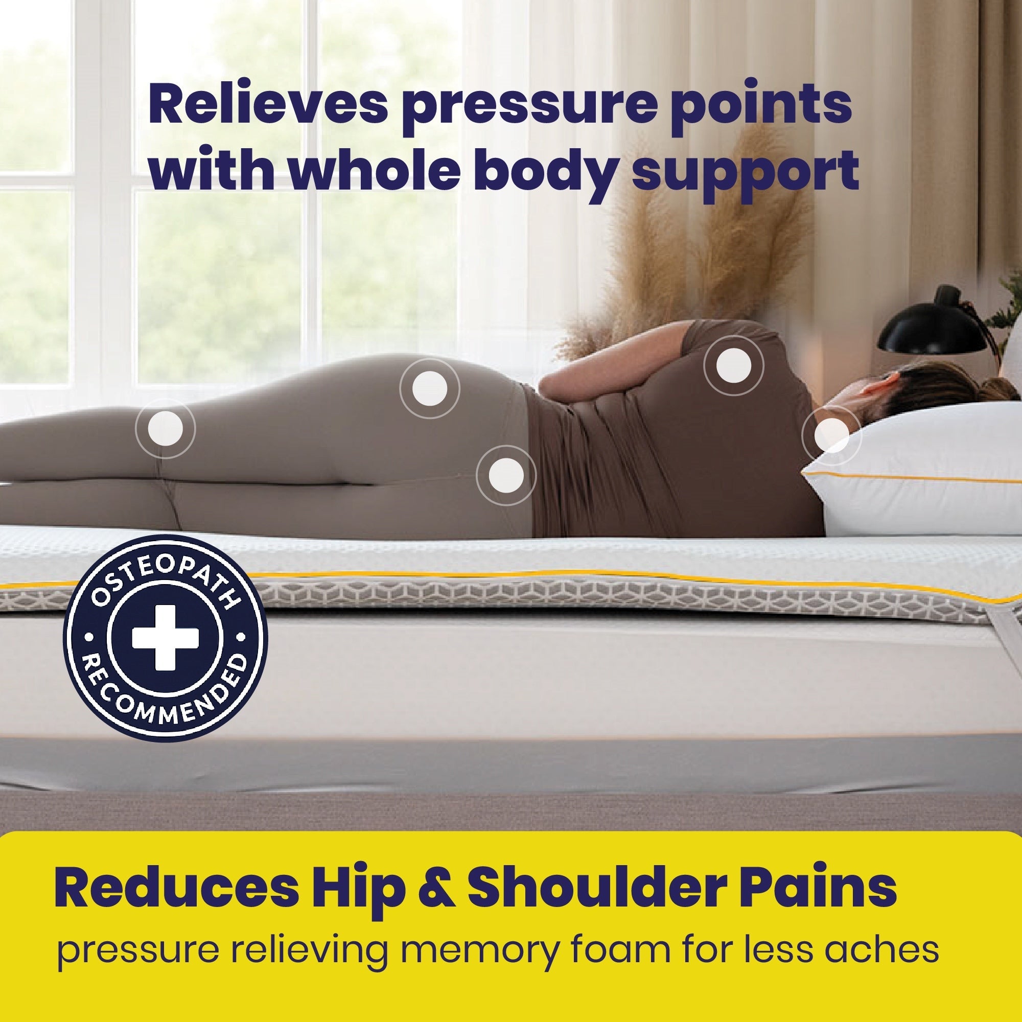 Brightr® Aurora Deluxe Memory Foam Mattress Topper | Medium & Medium Firm | 8 cm Reversible | Luxury Pressure Relief & Support