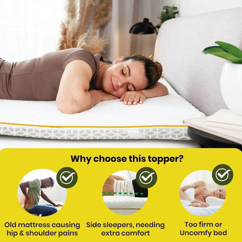Brightr® Aurora Memory Foam Mattress Topper | Soft & Medium | 5 cm Reversible | Pressure Relief for Shoulder, Hip & Back