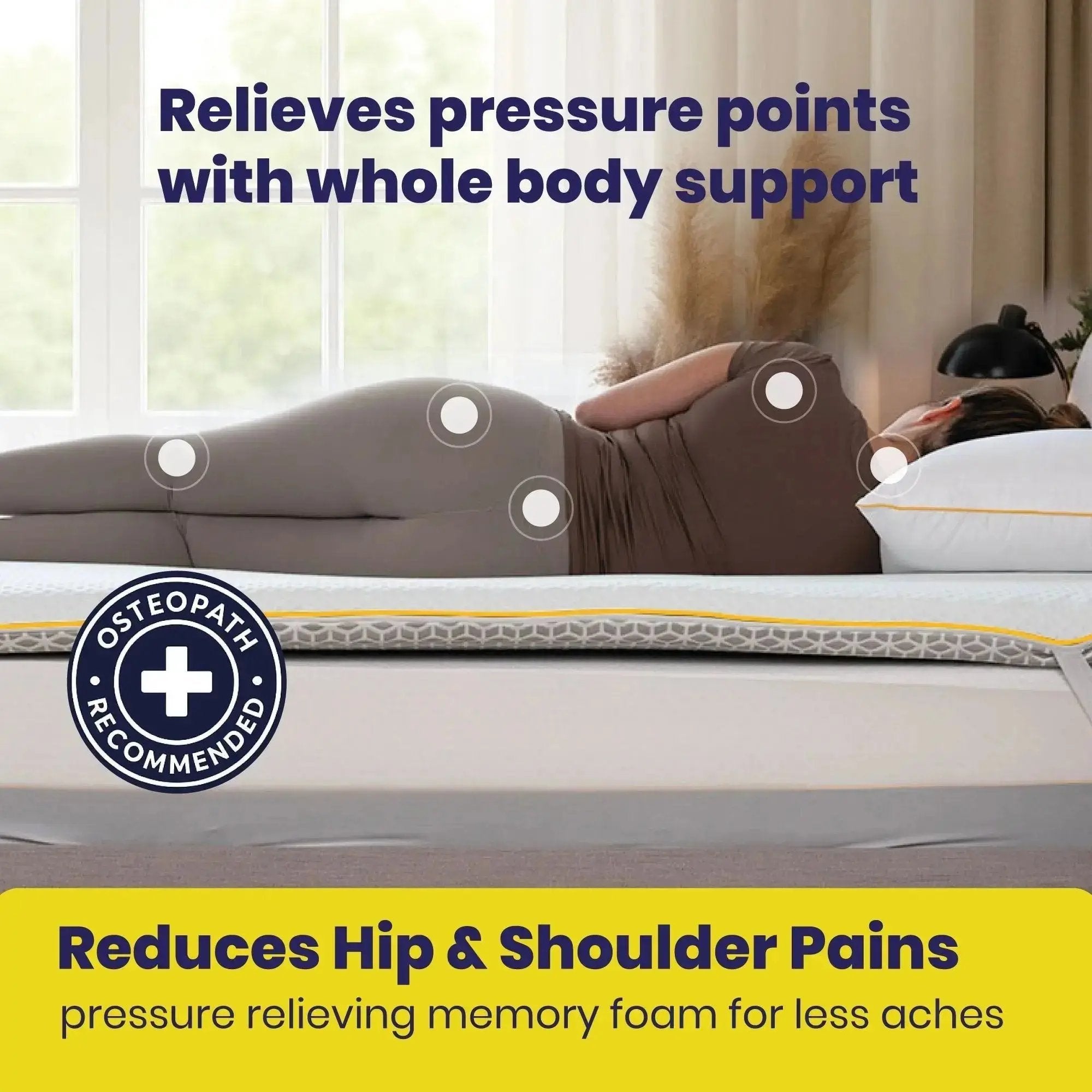 Brightr® Aurora Memory Foam Mattress Topper | Soft & Medium | 5 cm Reversible | Pressure Relief for Shoulder, Hip & Back