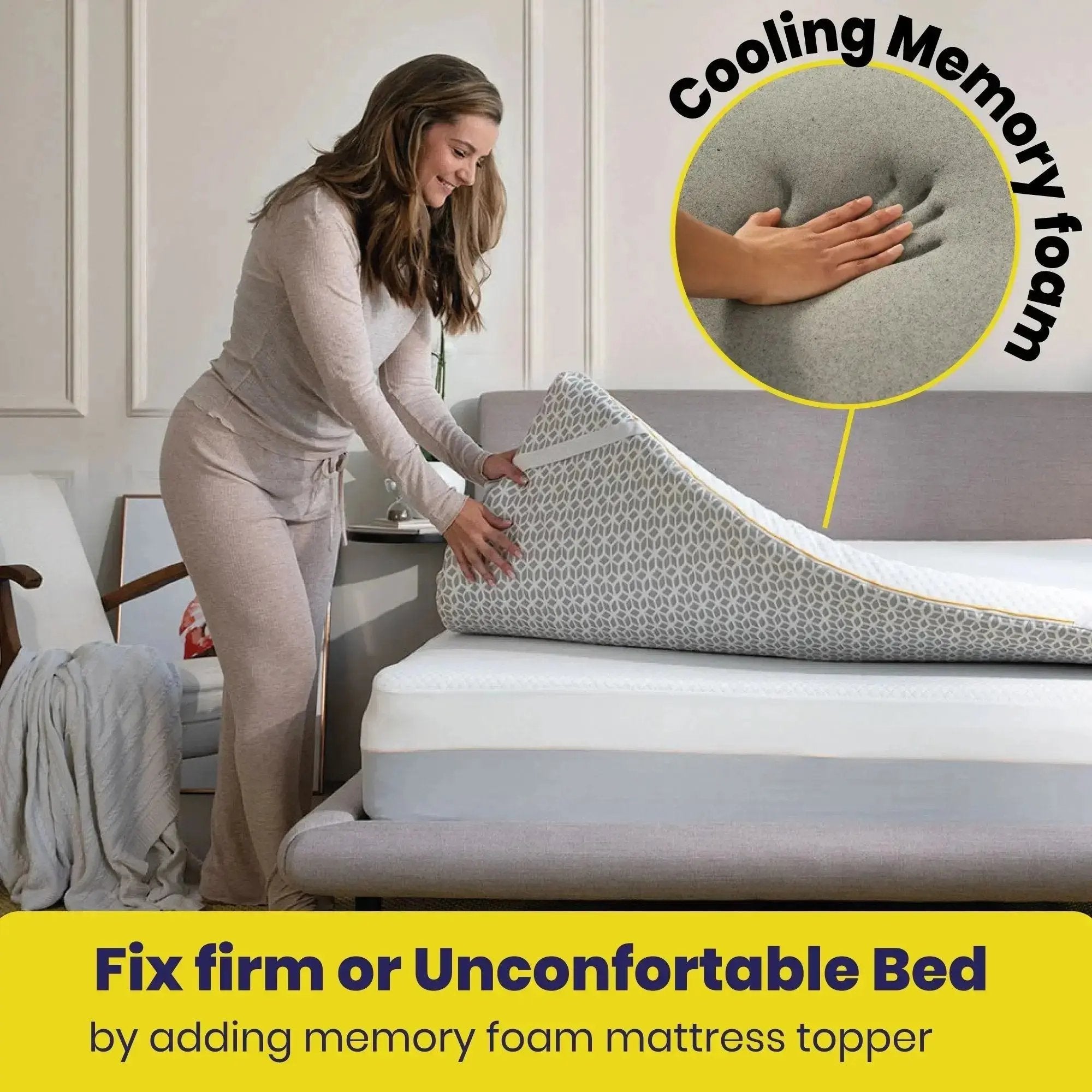 Brightr® Aurora Memory Foam Mattress Topper | Soft & Medium | 5 cm Reversible | Pressure Relief for Shoulder, Hip & Back