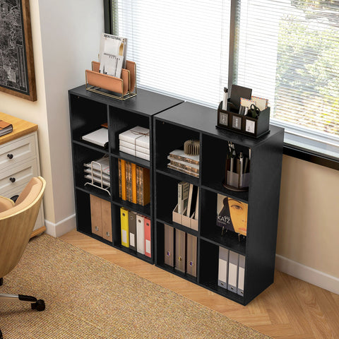 HOMCOM Six-Cube Bookcase - Black Wood Effect