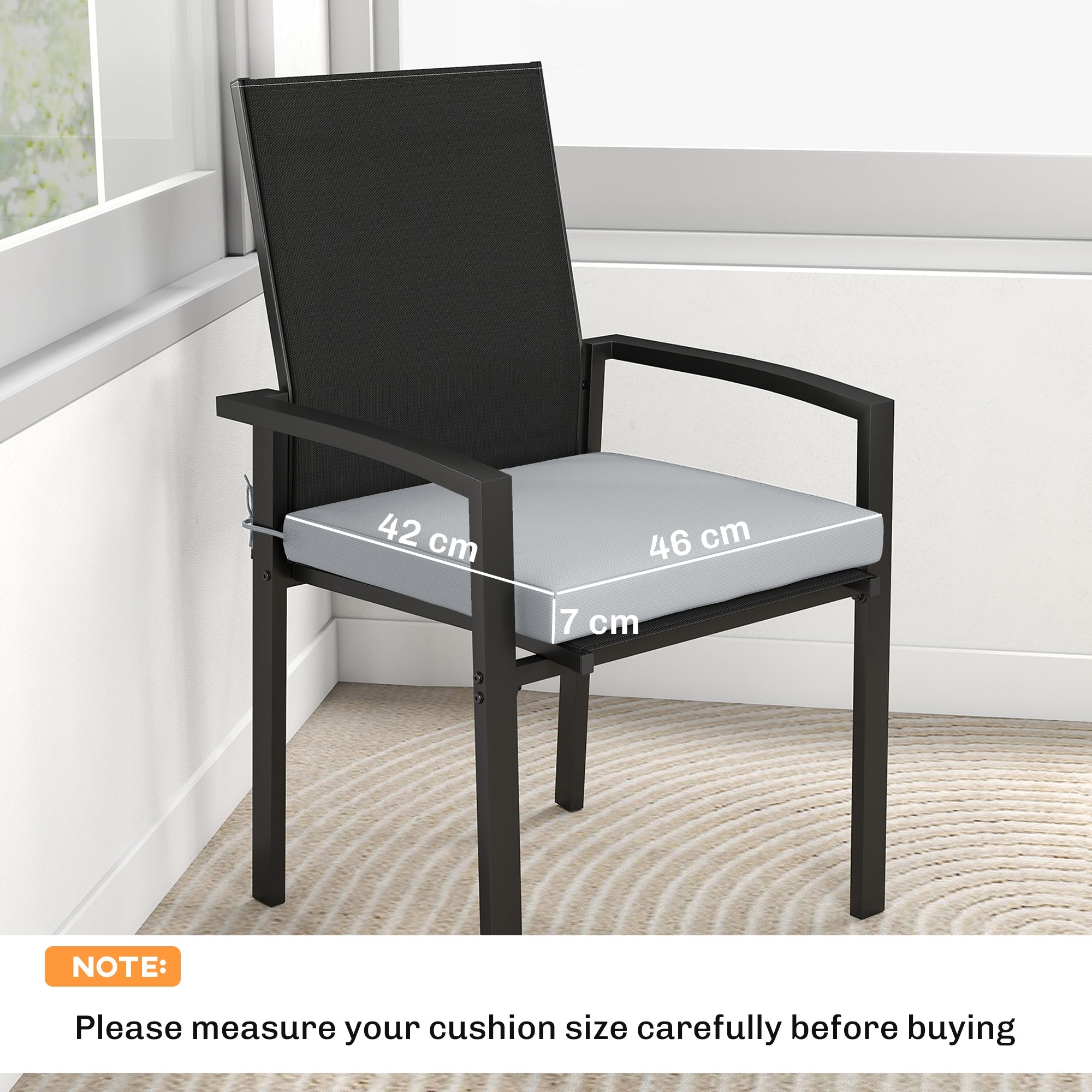 Outsunny Set of 6 Outdoor Seat Cushions with Machine Washable Cover, Water Repellent Seat Cushions Light Grey