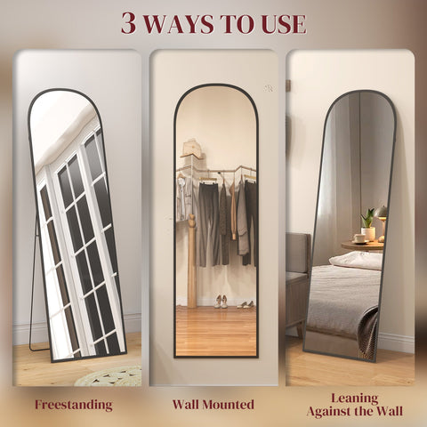 HOMCOM 165cm Aluminium Frame Standing Mirror - Black