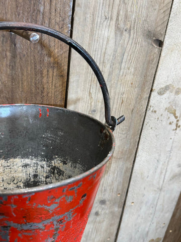 Vintage Galvanised Hanging Fire Bucket Hanging Basket / Plant Pot Planter Pail D