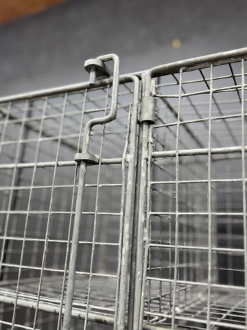 Industrial Vintage Wire Mesh Three Door Locker Storage Cabinet Cage Wardrobe