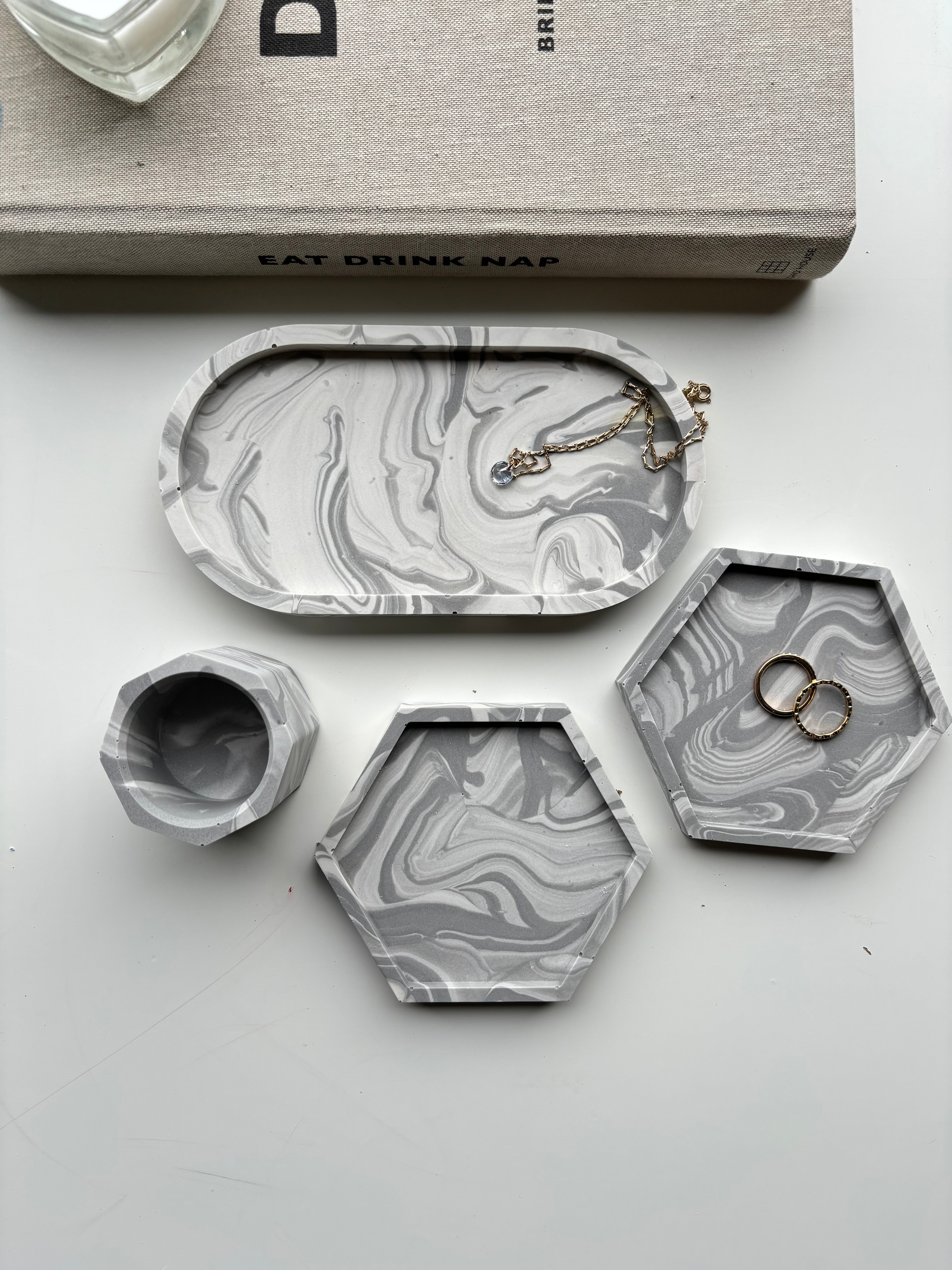4 Piece Trinket Set - Marble