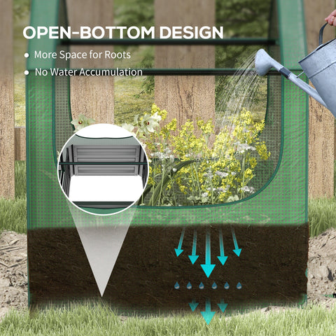 Outsunny 61 x 61cm Garden Planter Bed, with Cover - Green and Silver