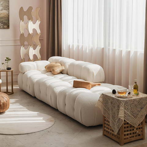 B&B Camaleonda Style Two Seater, Three Seater, Three Seater Corner Sofa, White, Boucle