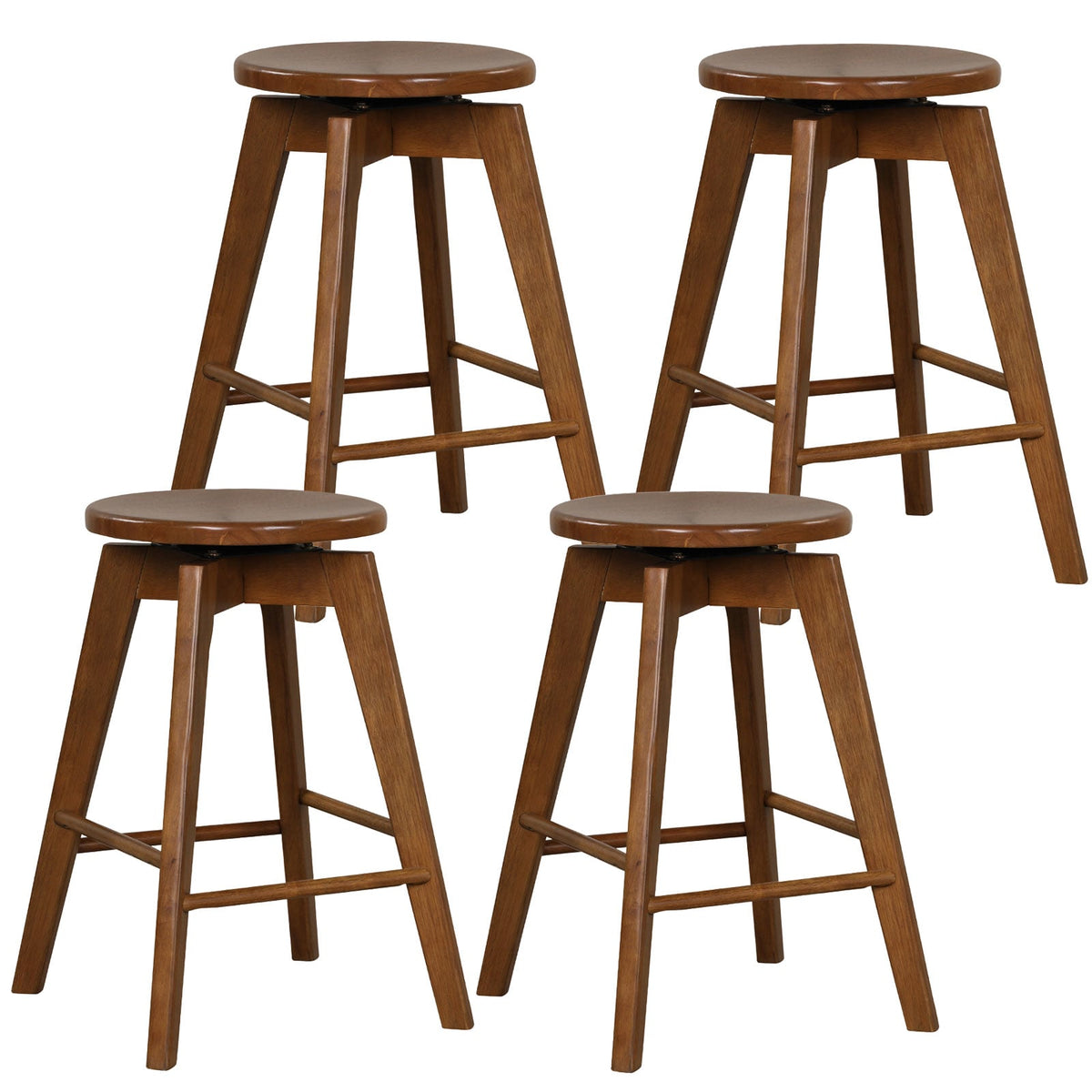 Backless Bar Stool Set of 4 360° Swivel Counter Height Bar Chairs