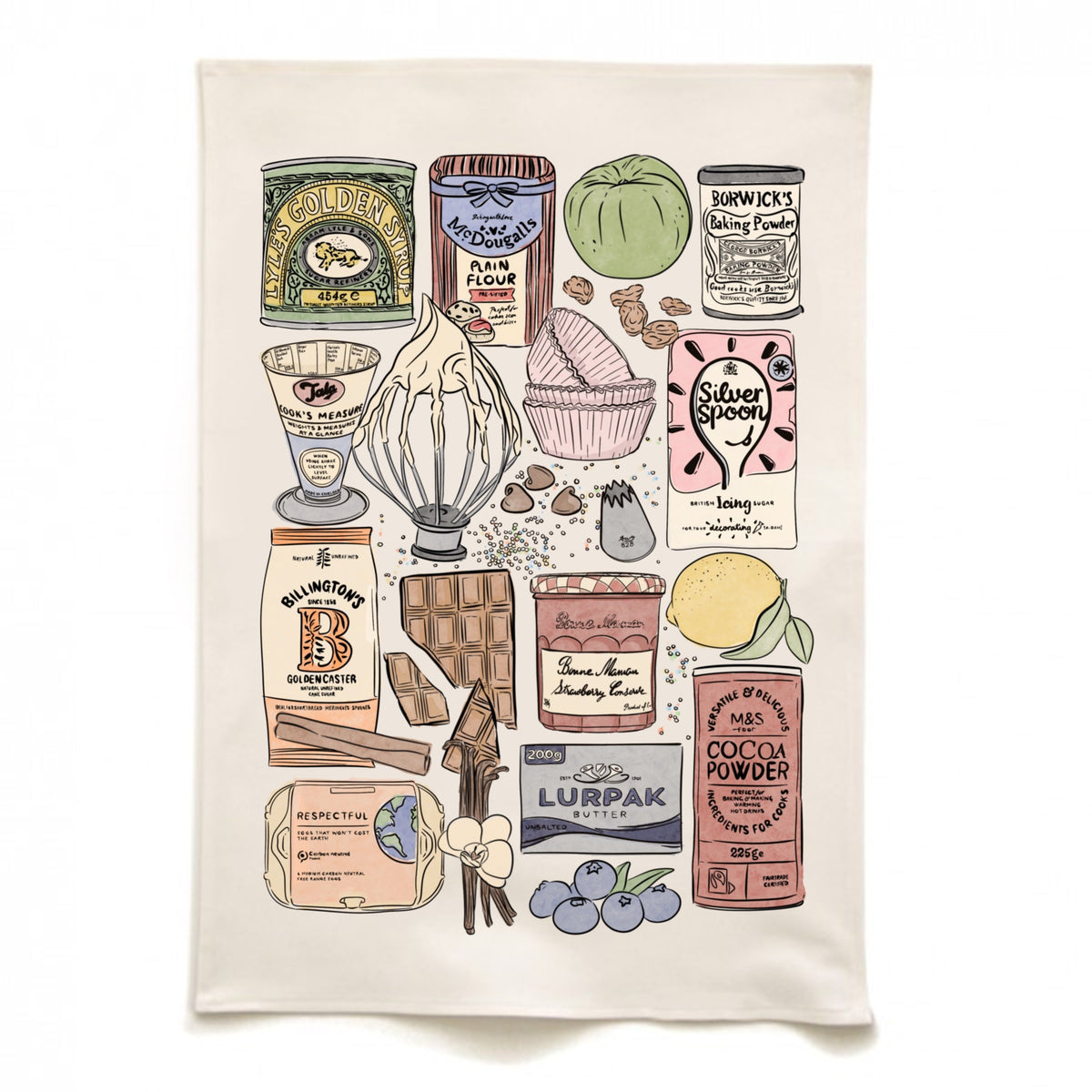 Baking Ingredients Tea Towel
