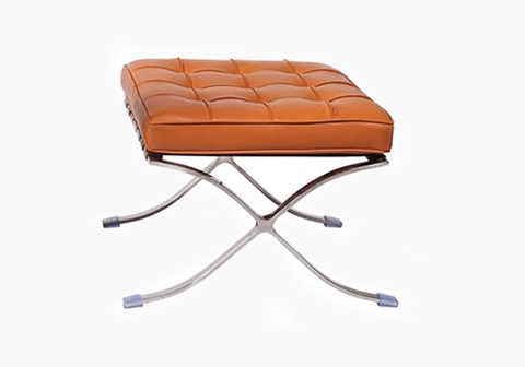Barcelona Ottoman, Real Leather, White