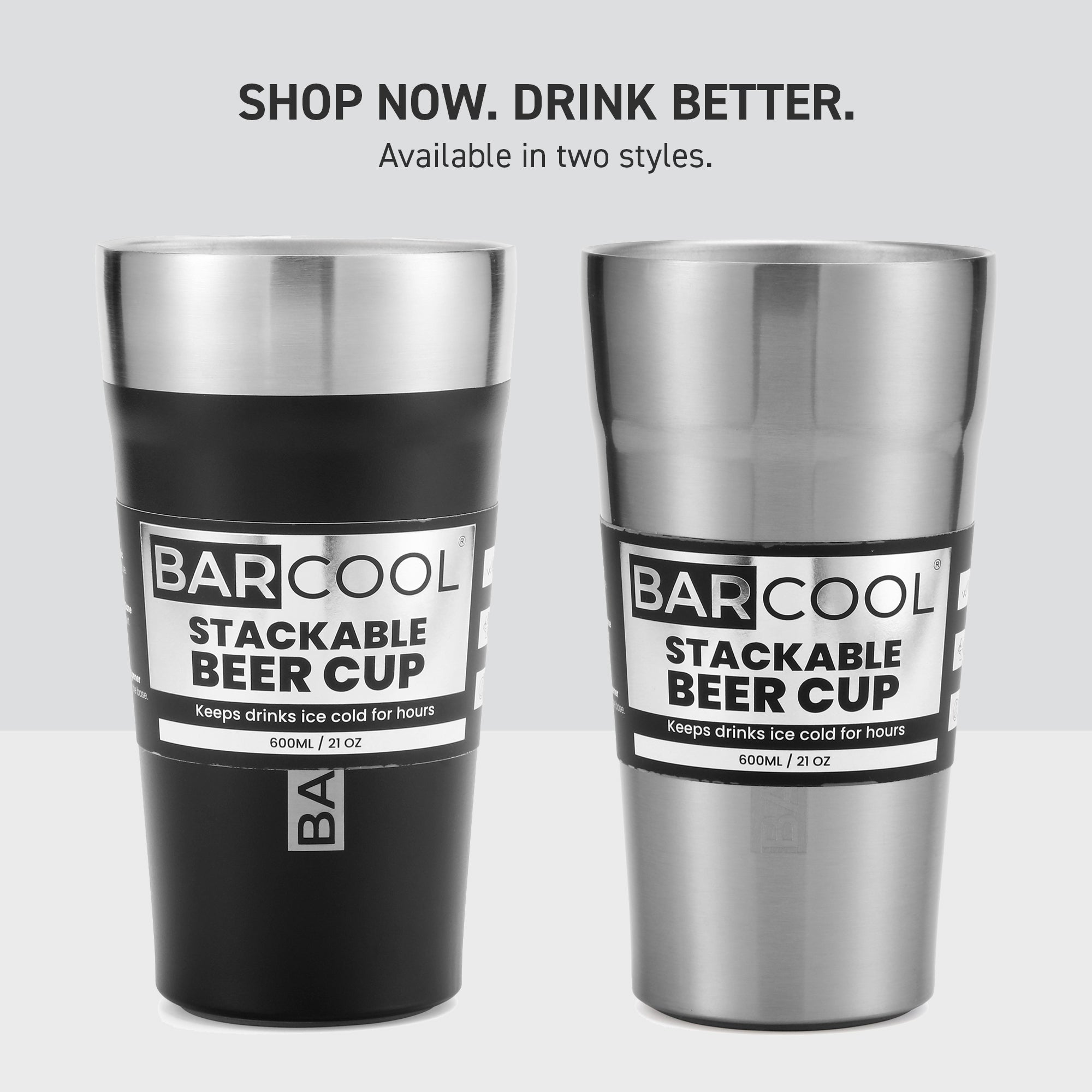 Barcool Stackable Beer Cup 600ml SS