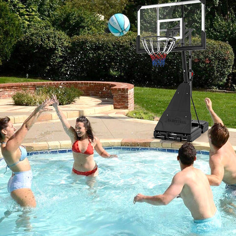 Basketball Hoop System with 44 Inch Shatterproof Backboard and Basketball Rebounder