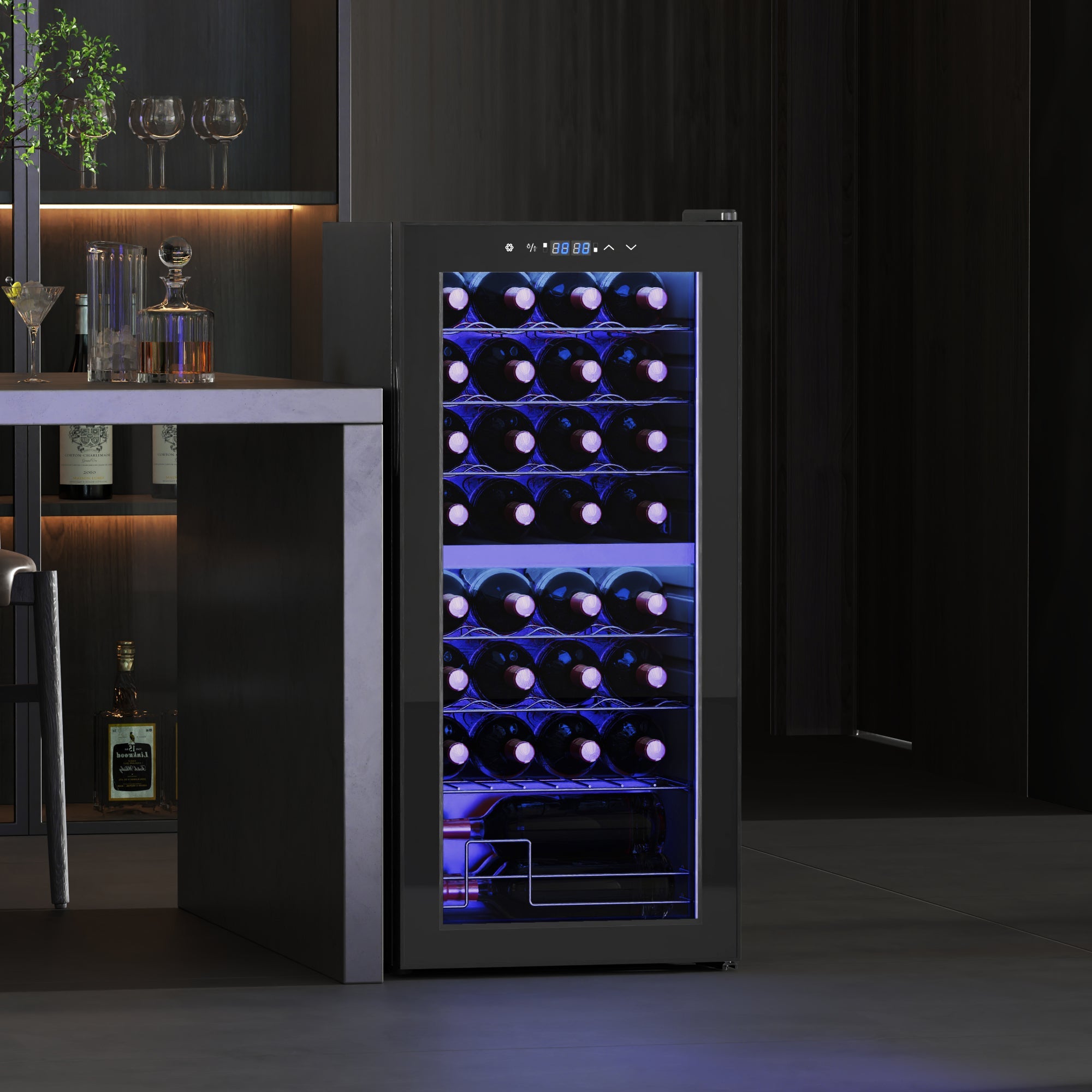 HOMCOM 32 Bottle Dual Zone 5-18\'e2\'84\'83 Wine Fridge - Black